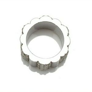 T&J Designs Jewelry - 18k White Gold and Crystal Pave Scallop Ring T&J Designs Jewelry - 18k White Gold and Crystal Pave Scallop Ring